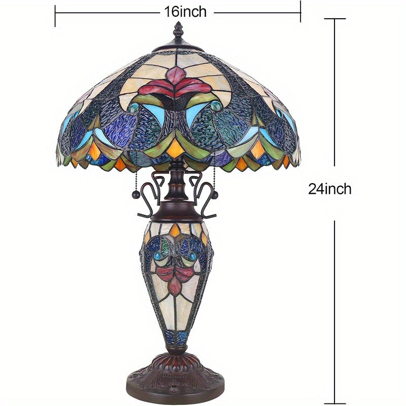 Tiffany Style Stained Glass Table Lamp by Von Alden