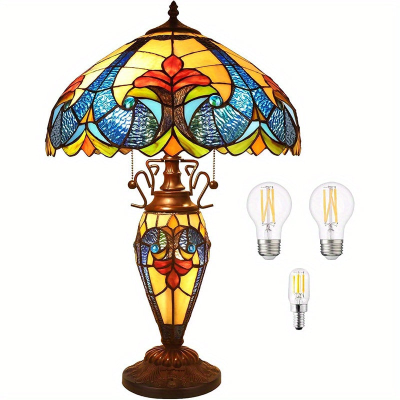 Tiffany Style Stained Glass Table Lamp by Von Alden