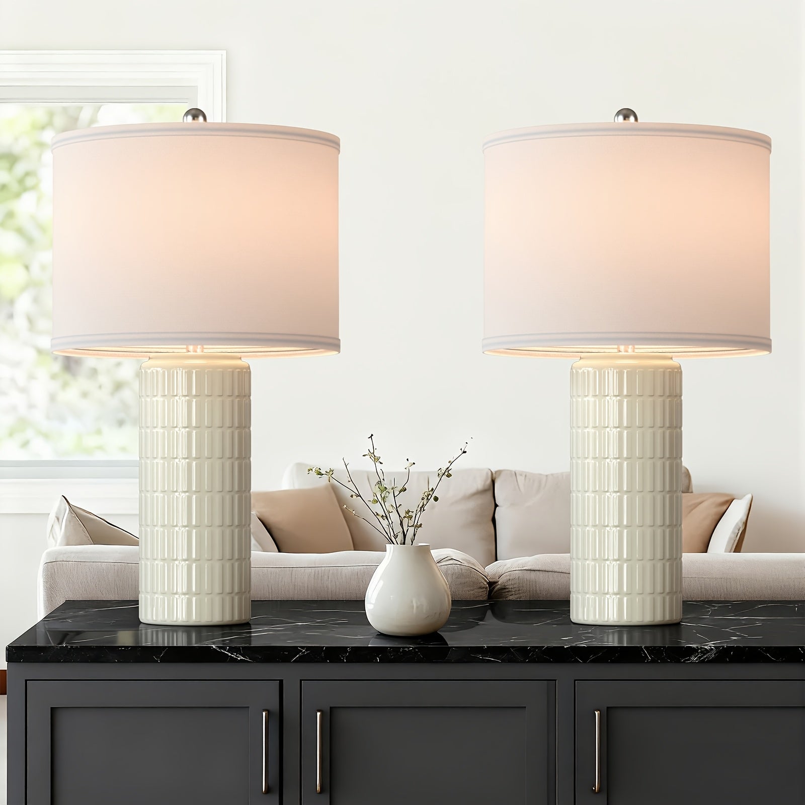 The Colton Ceramic Column Table Lamp Set