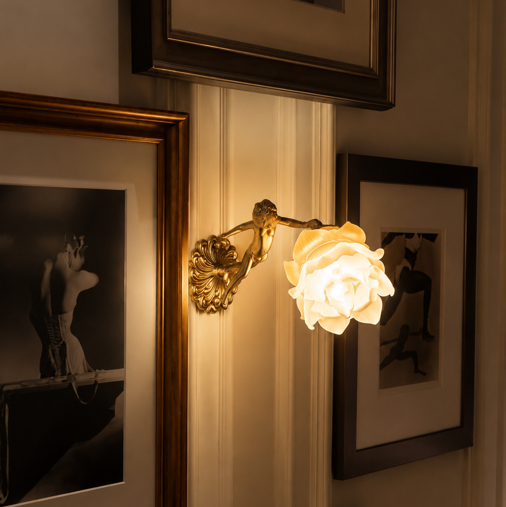 The Florentine Brass Rose Wall Lamp