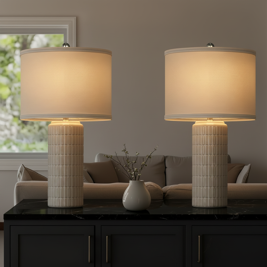 The Colton Ceramic Column Table Lamp Set