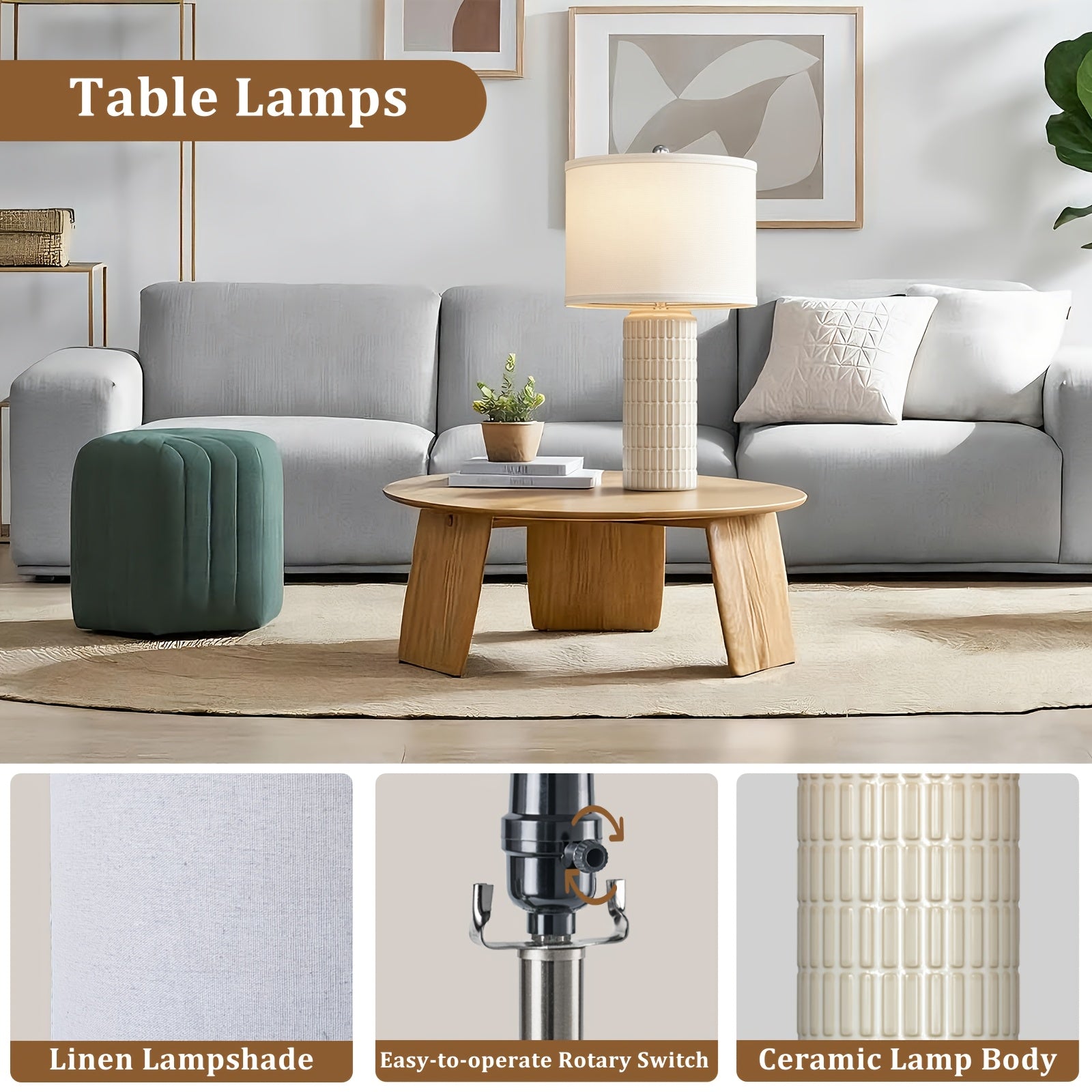 The Colton Ceramic Column Table Lamp Set