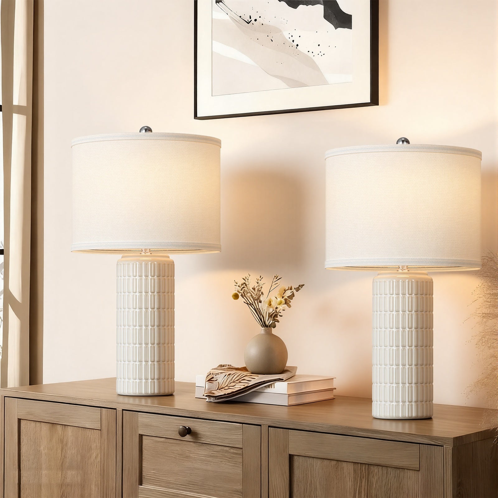 The Colton Ceramic Column Table Lamp Set