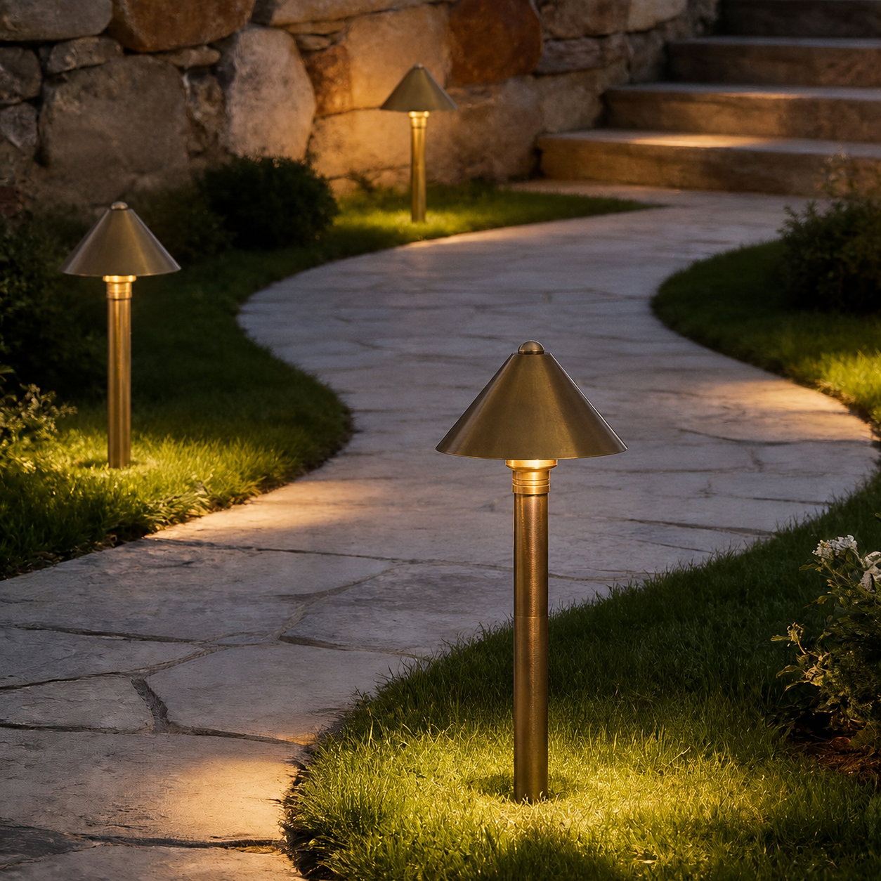 The Hadley Tall Brass Path Light