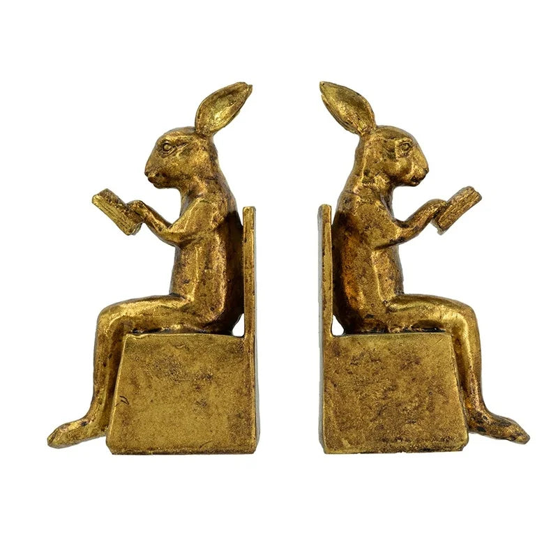 The Harrington Gold Rabbit Bookend Set