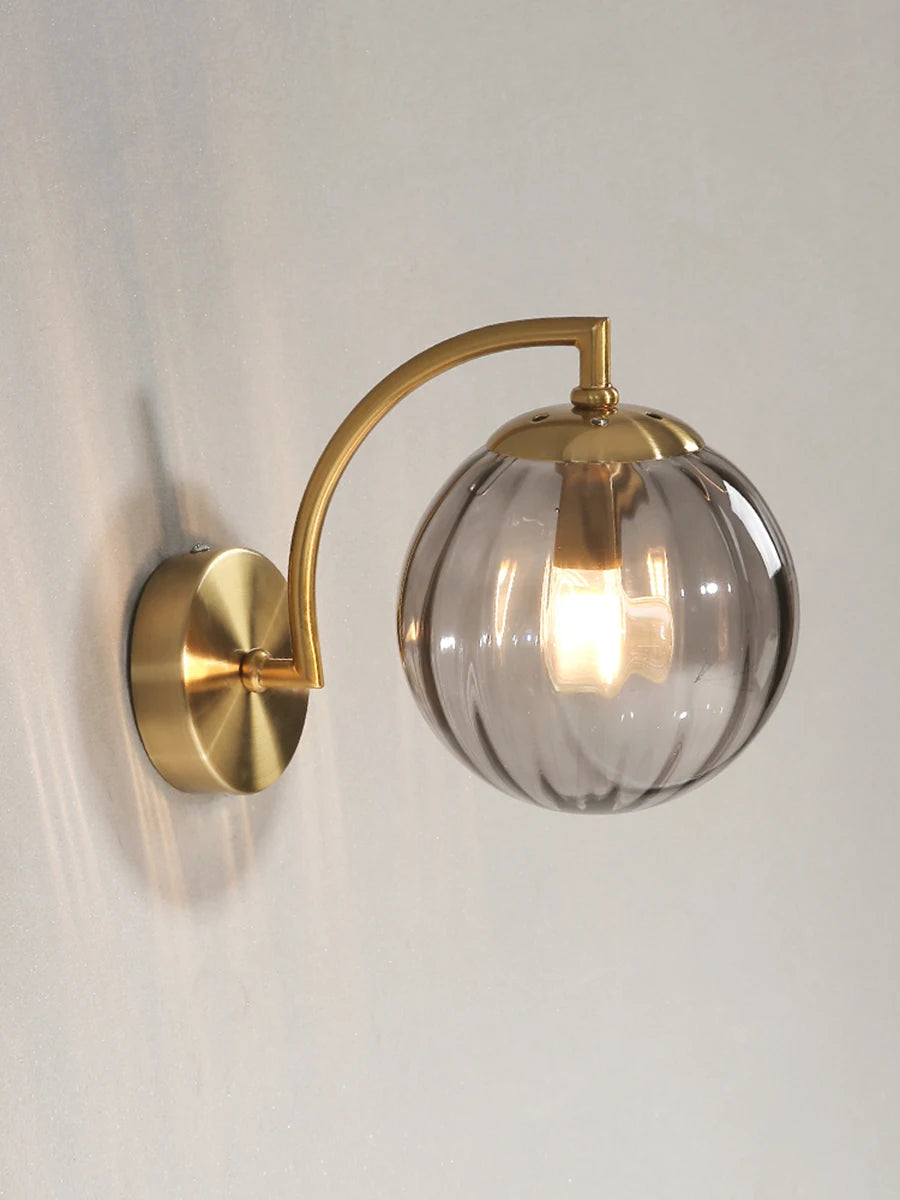 The Orwell Ribbed Globe Wall Sconce, detail view