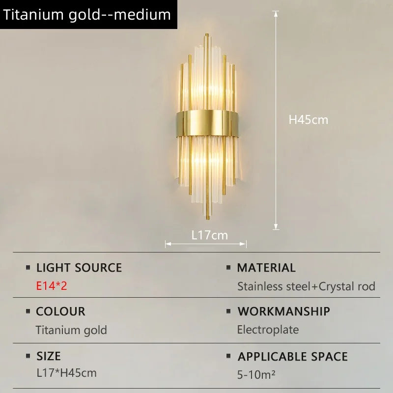 The Palazzo Gold Crystal Rod Wall Sconce