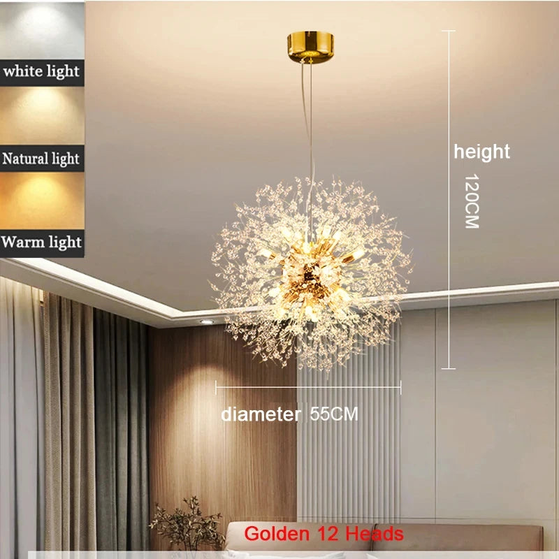 The Stellaria Dandelion Crystal Pendant Light