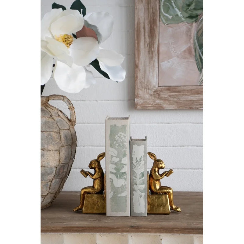 The Harrington Gold Rabbit Bookend Set
