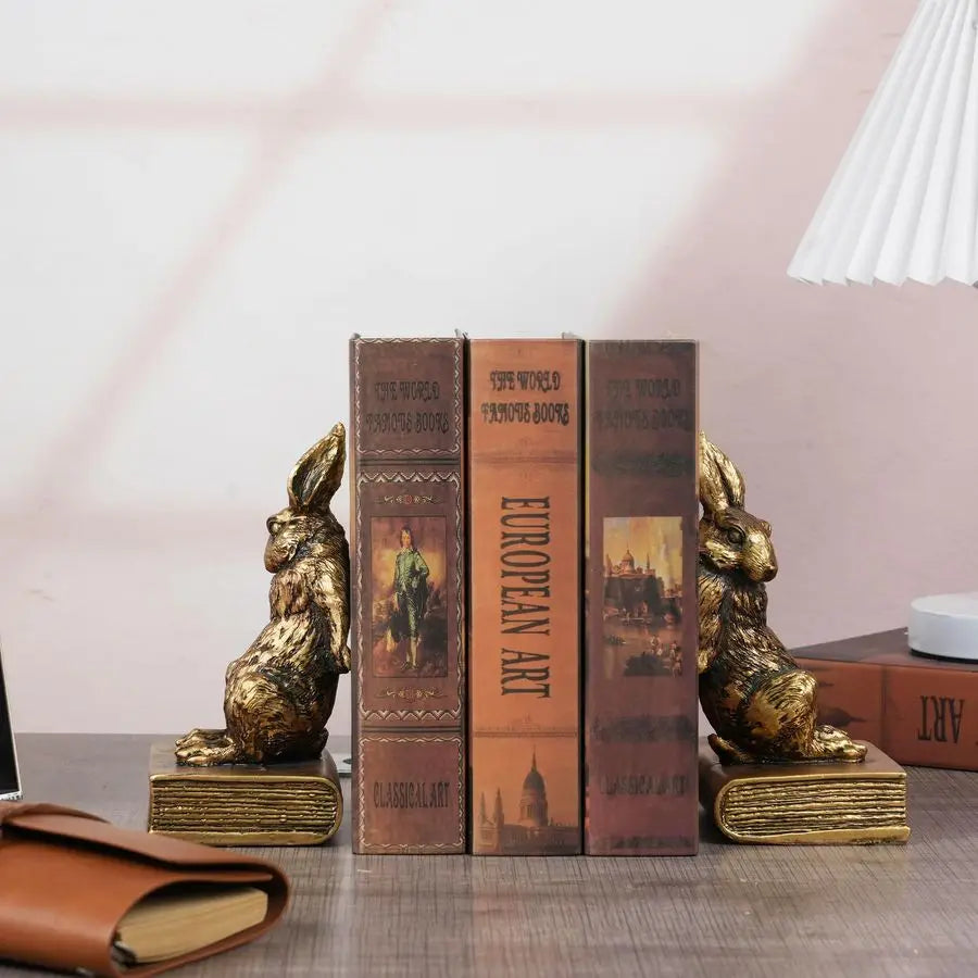 The Huxley Bronze Rabbit Bookend Set