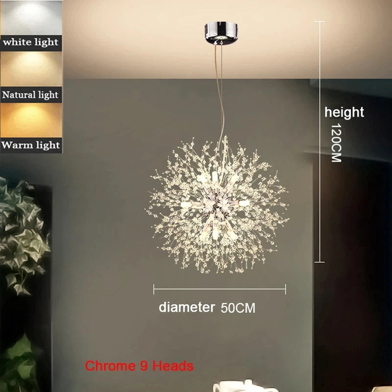 The Stellaria Dandelion Crystal Pendant Light