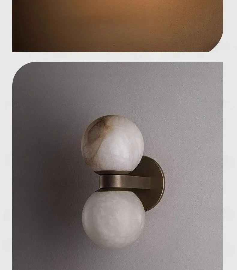 The Luna Alabaster Orb Wall Sconce, detail view