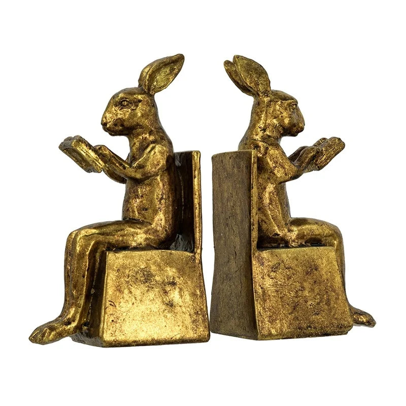 The Harrington Gold Rabbit Bookend Set