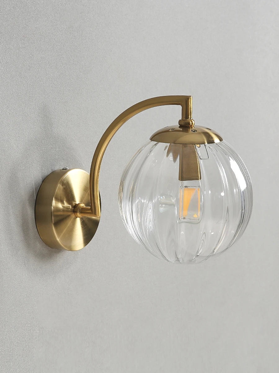 The Orwell Ribbed Globe Wall Sconce, detail view