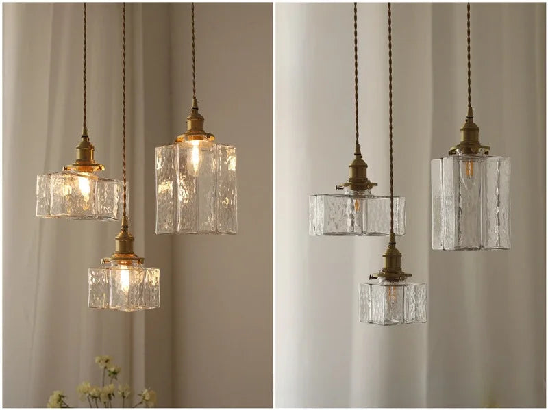 The Hartwell Hammered Glass Pendant Light, detail view