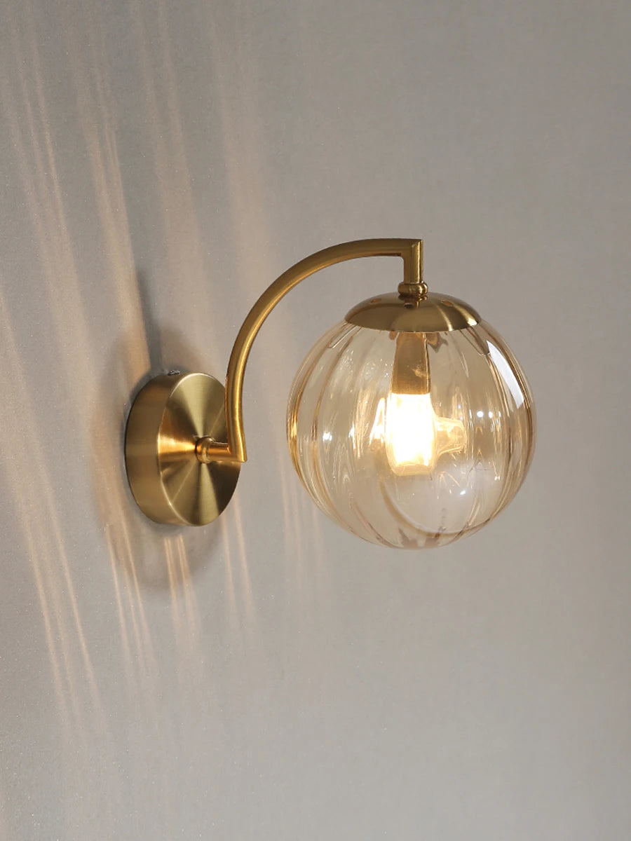 The Orwell Ribbed Globe Wall Sconce, detail view