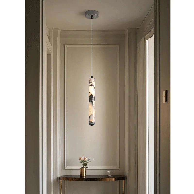The Oscura Stone Cylinder Pendant Light