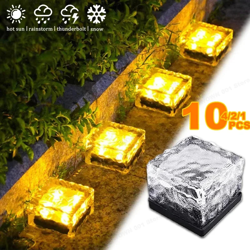 The Glacé Solar Glass Cube Garden Light
