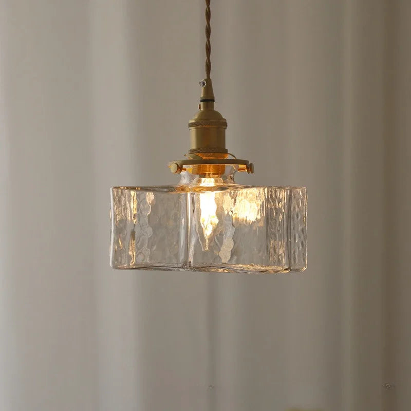 The Hartwell Hammered Glass Pendant Light, detail view