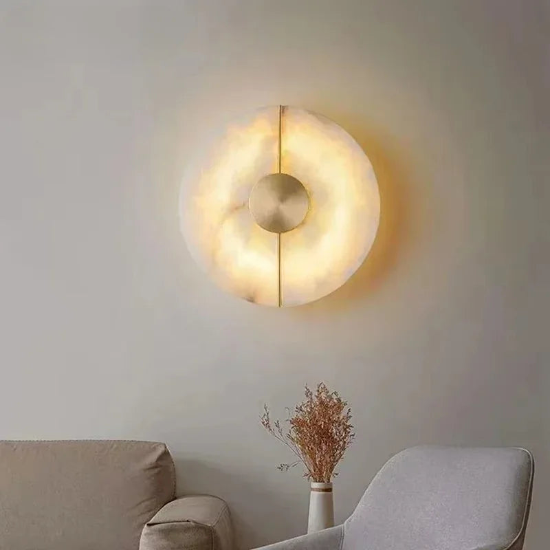 The Tondo Marble Effect Disc Wall Sconce