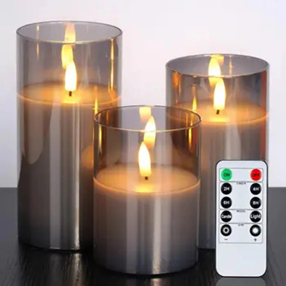 The Fumée Smoky Glass Flameless Candle Set