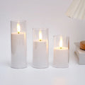 The Lami Clear Glass Flameless Pillar Candle Set