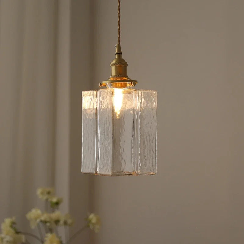 The Hartwell Hammered Glass Pendant Light, detail view