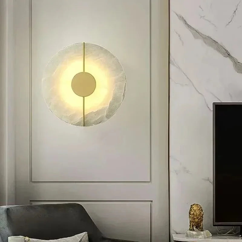 The Tondo Marble Effect Disc Wall Sconce