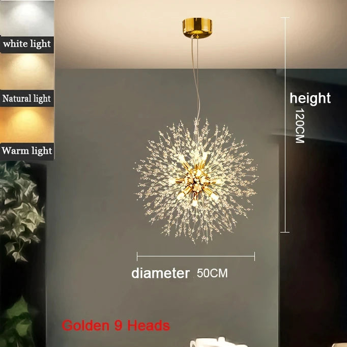 The Stellaria Dandelion Crystal Pendant Light