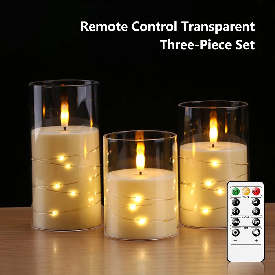 The Stella Star-Wrapped Flameless Pillar Candle Set