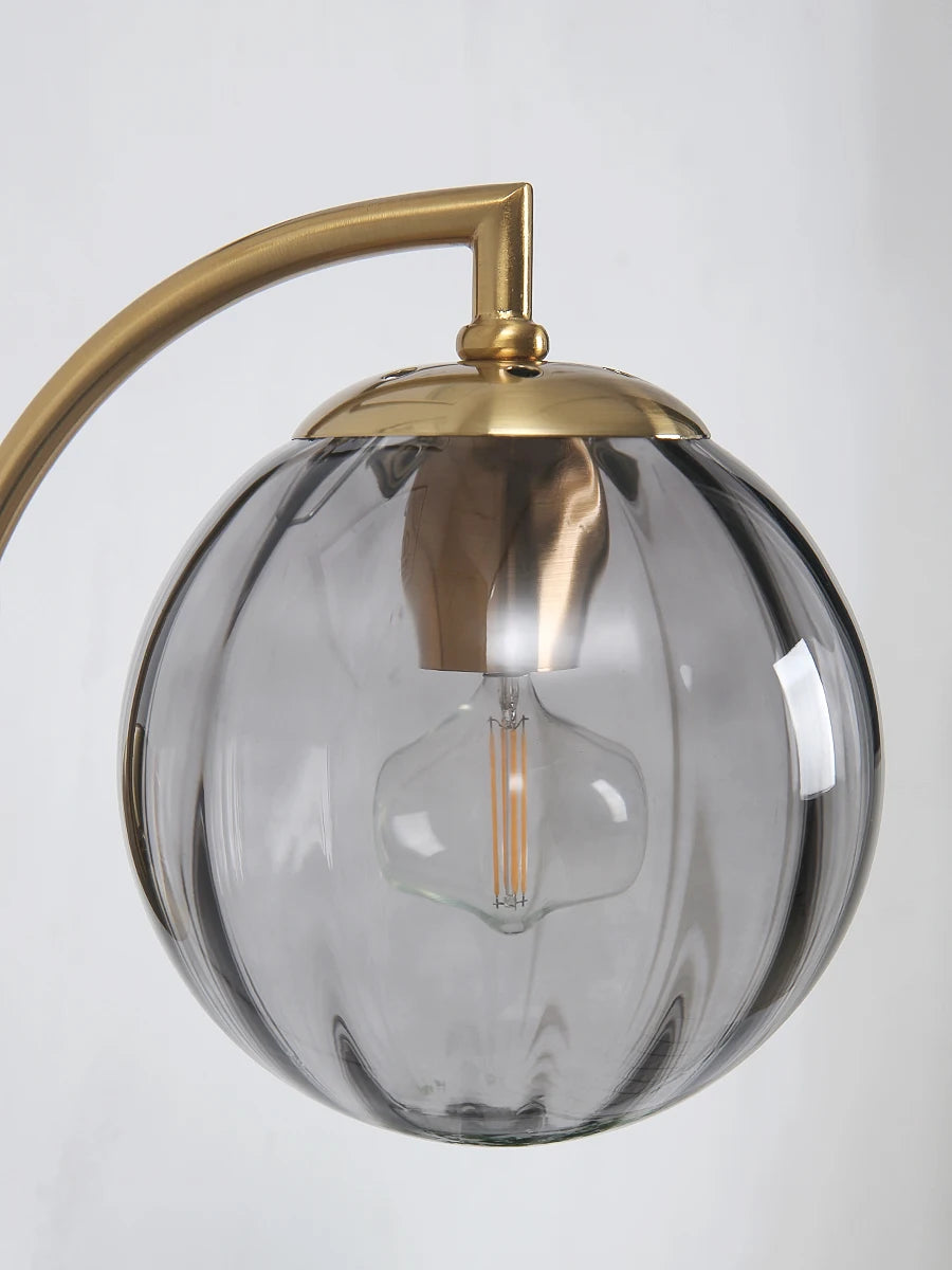 The Orwell Ribbed Globe Wall Sconce, detail view