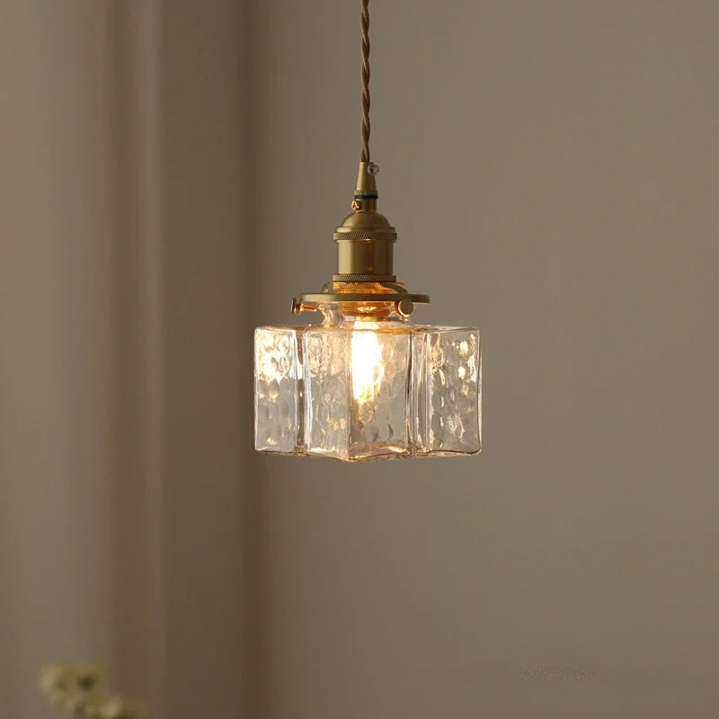 The Hartwell Hammered Glass Pendant Light, detail view