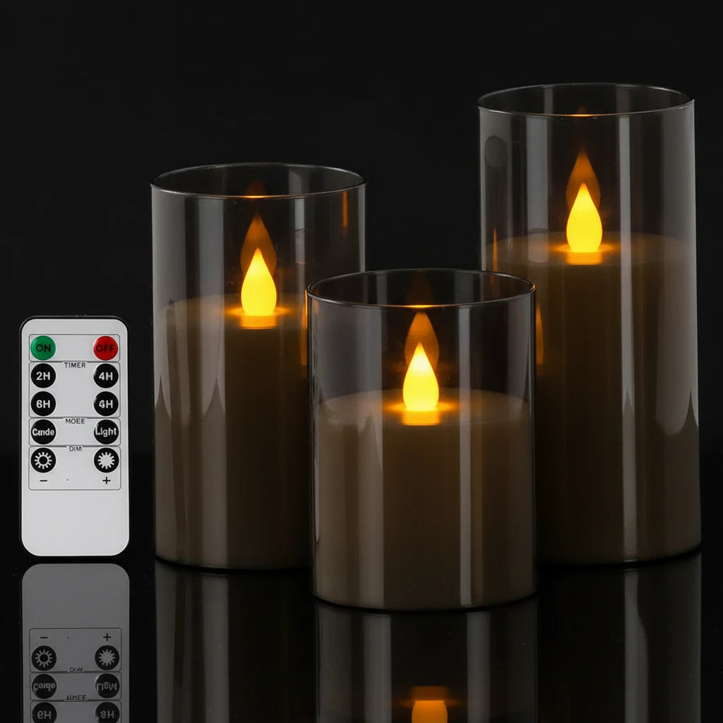 The Fumée Smoky Glass Flameless Candle Set
