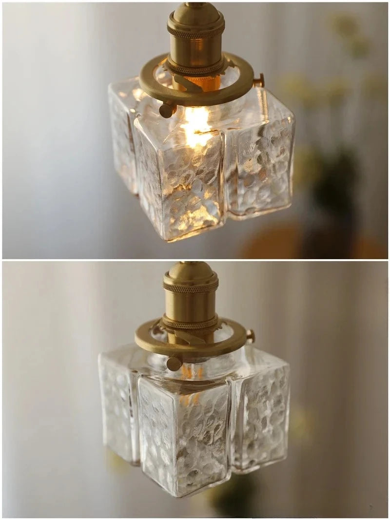 The Hartwell Hammered Glass Pendant Light, detail view