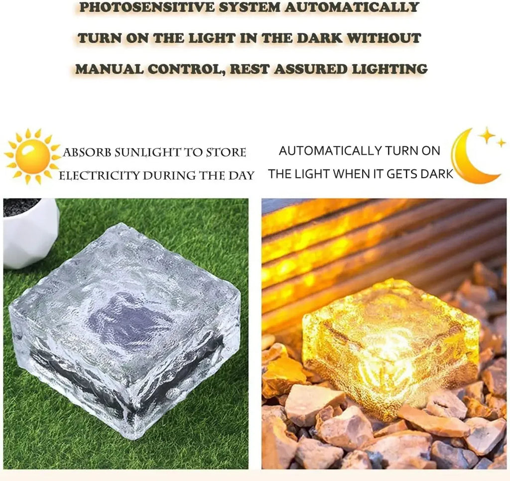 The Glacé Solar Glass Cube Garden Light