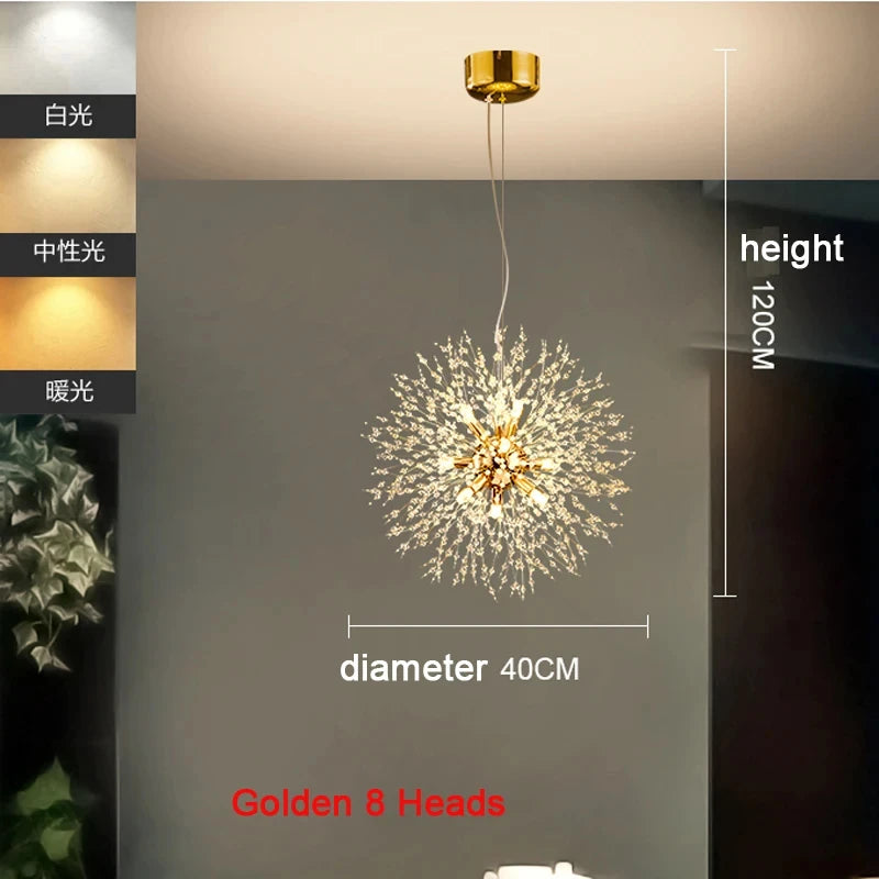 The Stellaria Dandelion Crystal Pendant Light
