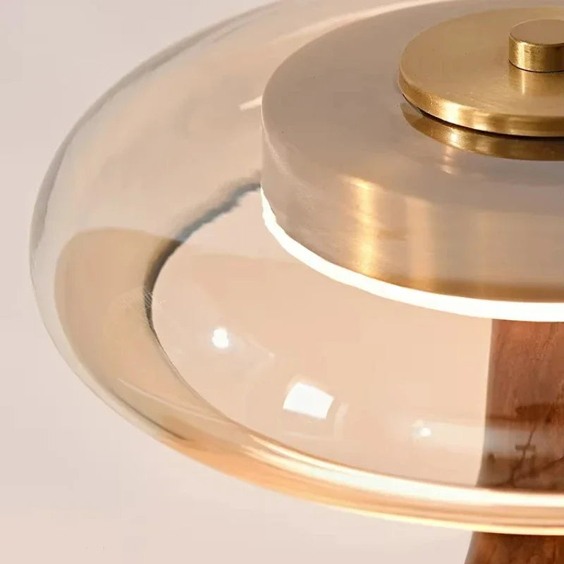 The Rousseau Walnut Glass Floor Lamp