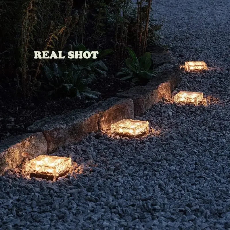 The Glacé Solar Glass Cube Garden Light