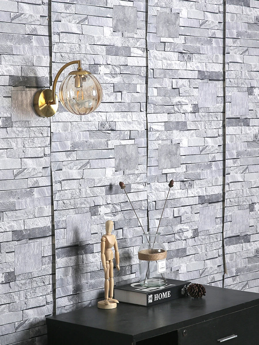 The Orwell Ribbed Globe Wall Sconce, detail view