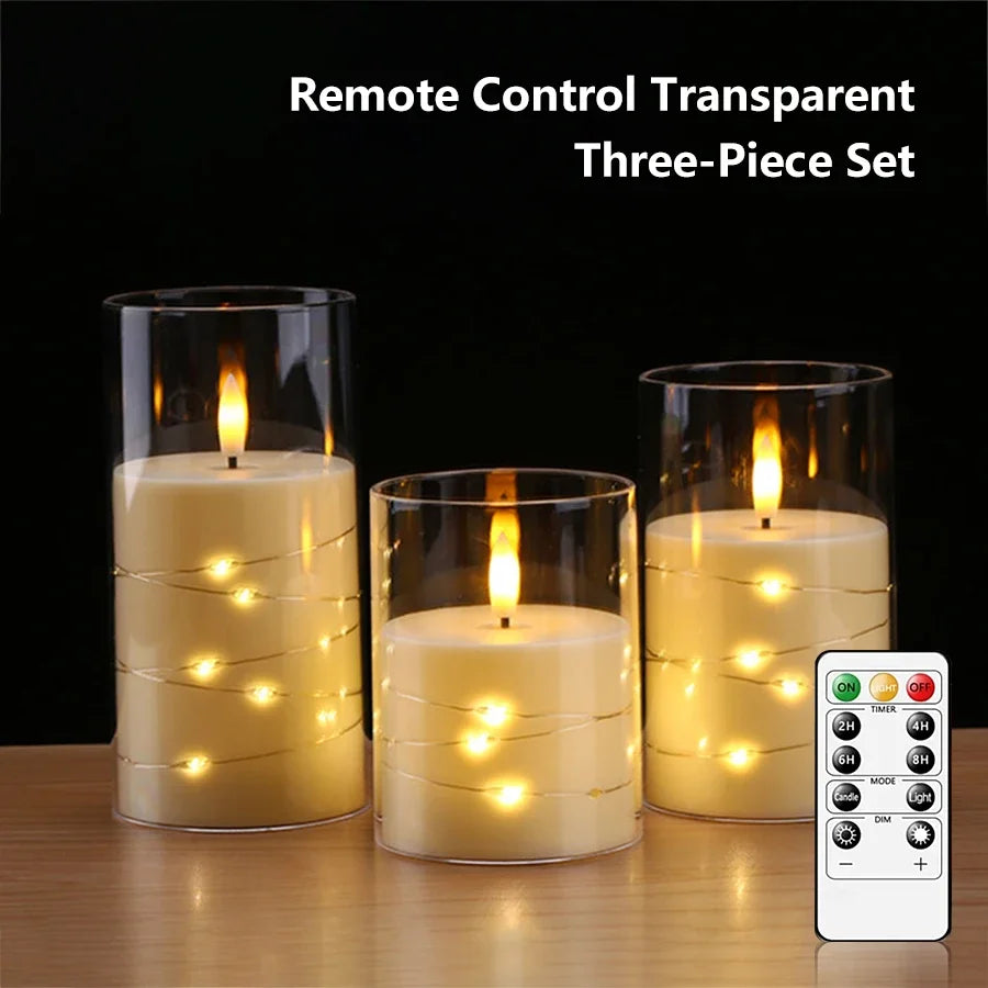 The Stella Star-Wrapped Flameless Pillar Candle Set
