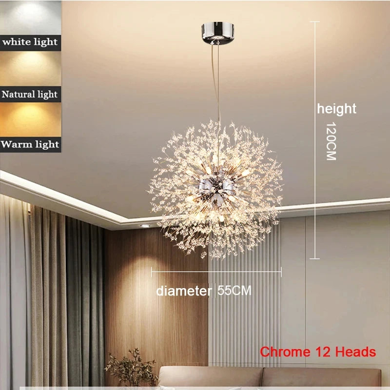 The Stellaria Dandelion Crystal Pendant Light