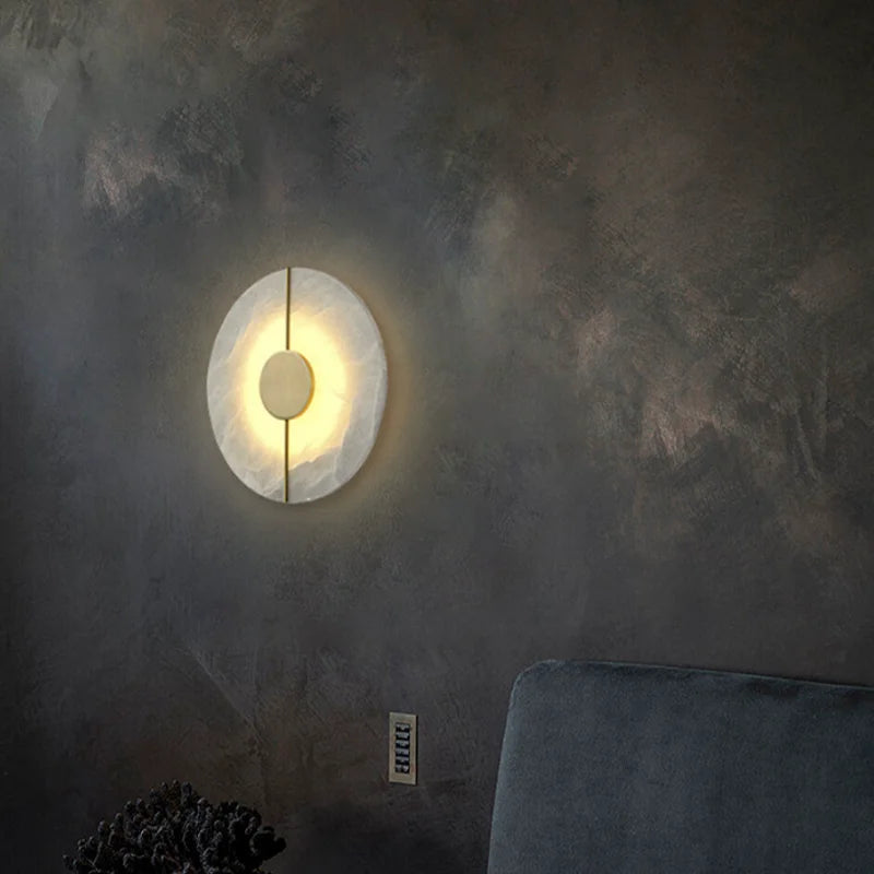 The Tondo Marble Effect Disc Wall Sconce