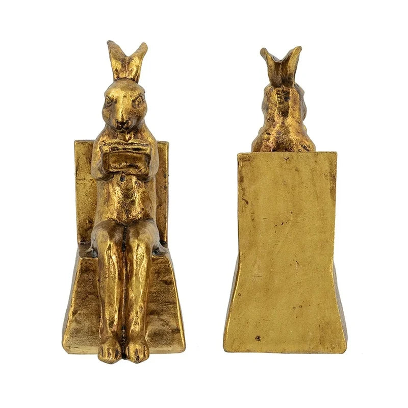 The Harrington Gold Rabbit Bookend Set