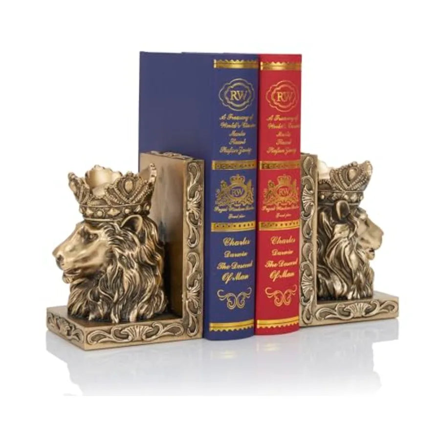 The Aslan Crowned Lion Bookend Set