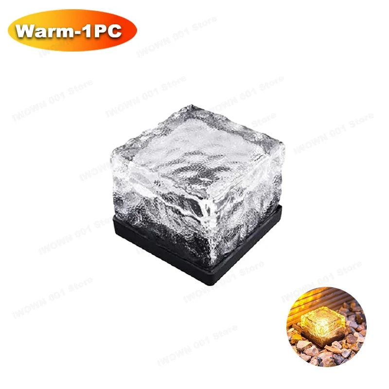 The Glacé Solar Glass Cube Garden Light