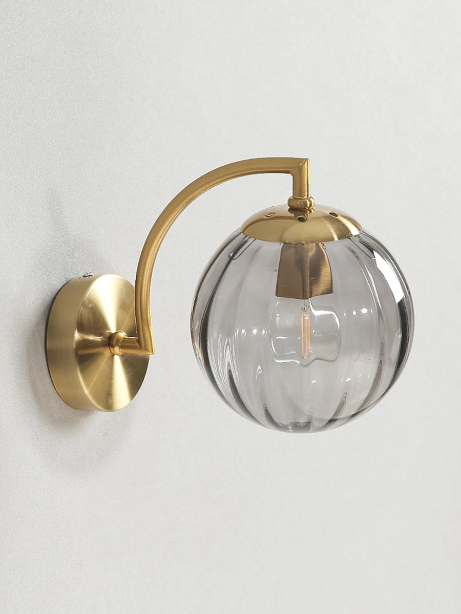 The Orwell Ribbed Globe Wall Sconce, detail view