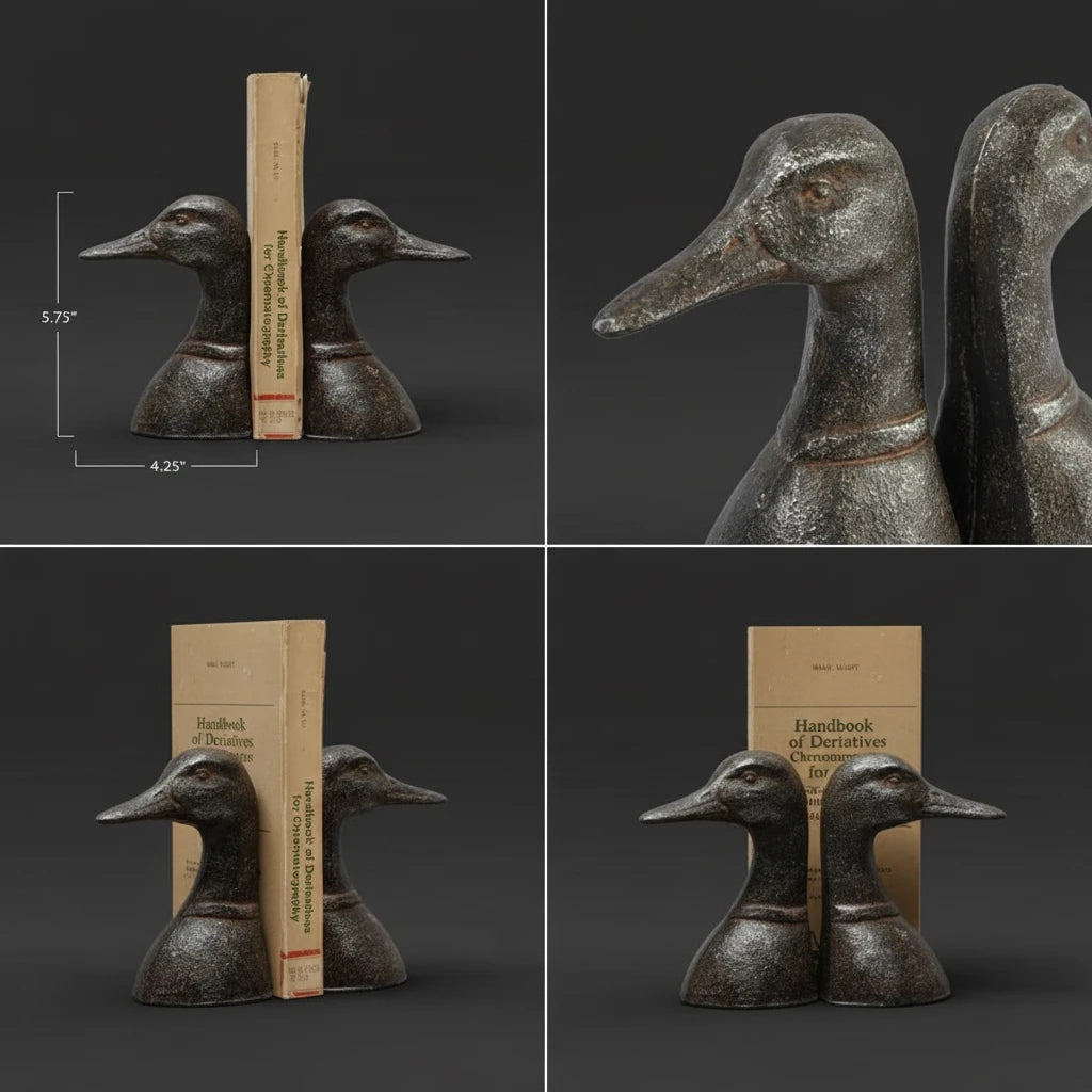 The Mallard Cast Metal Duck Bookend Set