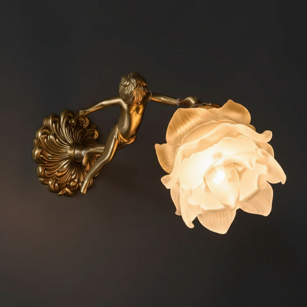 The Florentine Brass Rose Wall Lamp