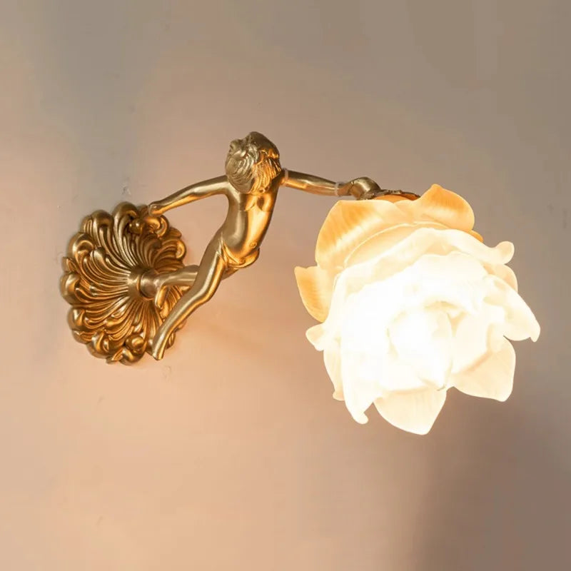 The Florentine Brass Rose Wall Lamp