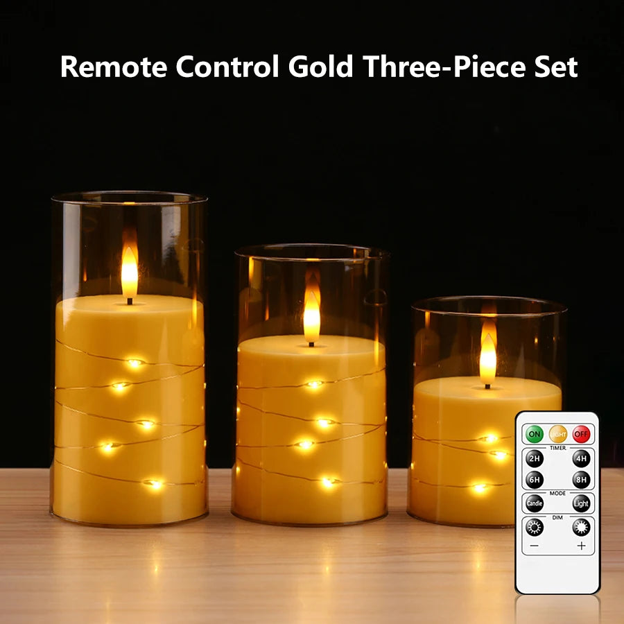 The Stella Star-Wrapped Flameless Pillar Candle Set